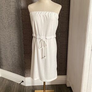 Beach Break Strapless Terry Cloth white Dress